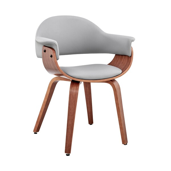 Armen Living Adalyn Gray Faux Leather and Walnut Wood Dining Room Accent Chair LCADCHWAGR - main